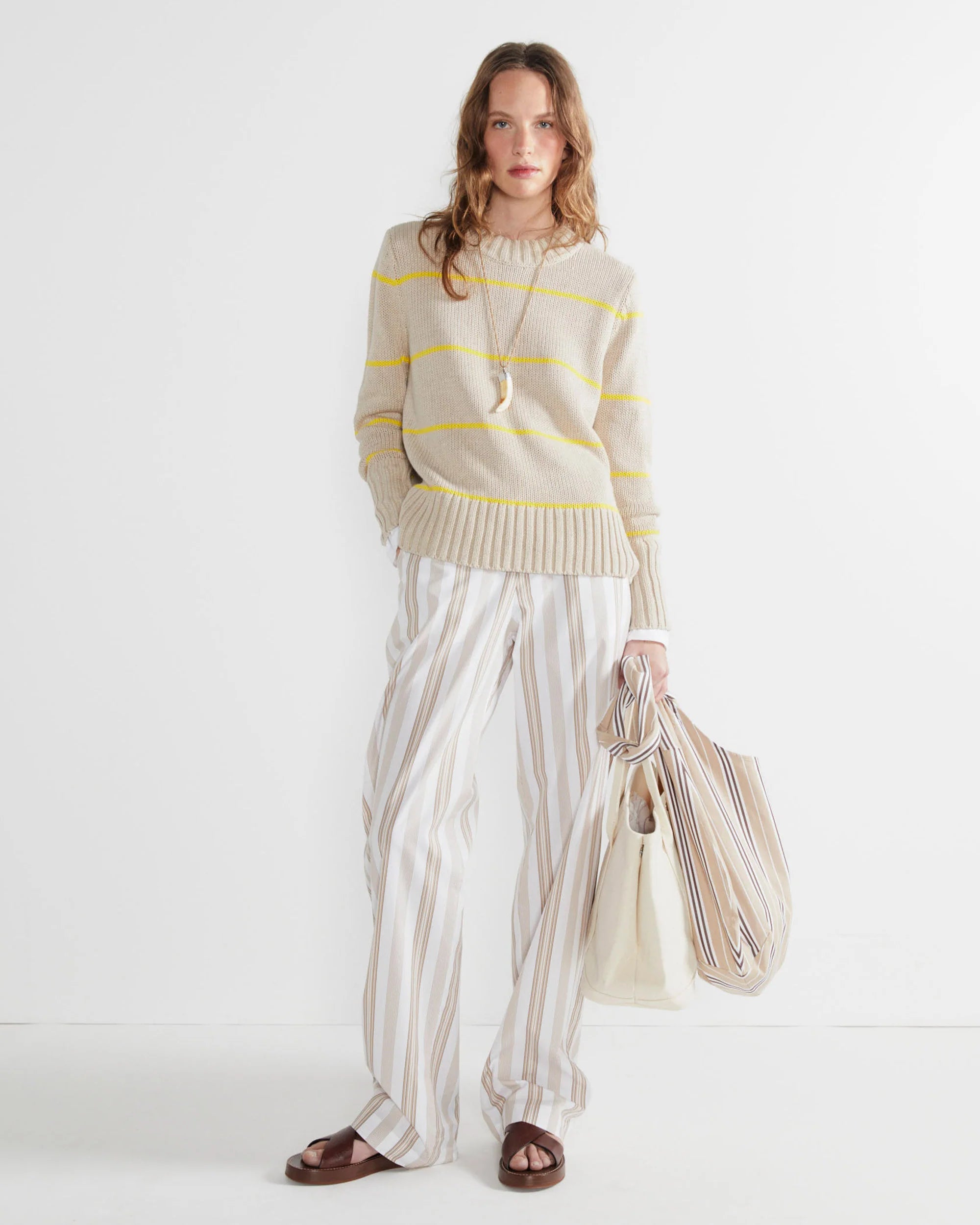 The Tatum in Khaki/Yellow Ministripe
