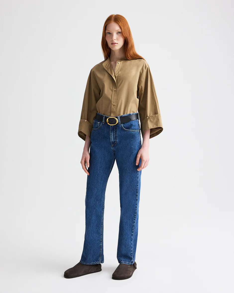 Beau Cotton Poplin Shirt in Kelp (Last One Available, Size Small)