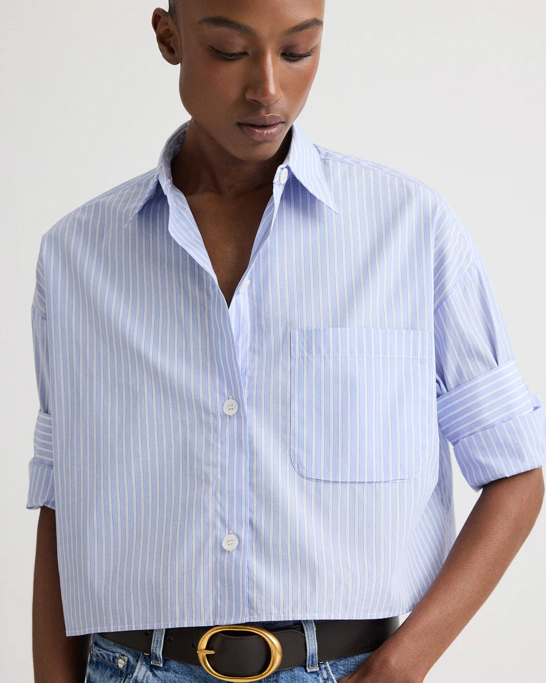 Next Ex Shirt in Cotton Blue Haven Stripes