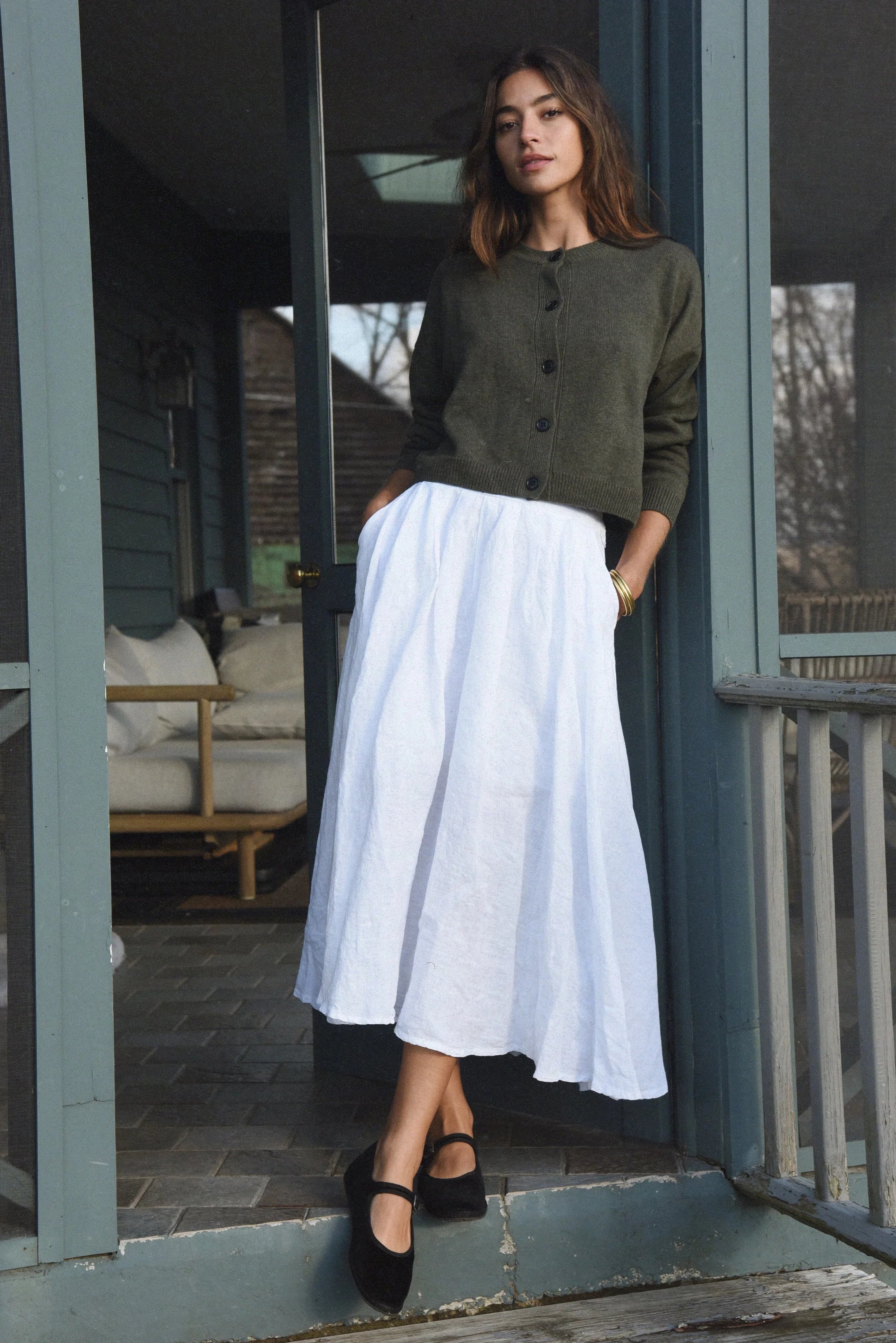 The Alba Skirt in Blanco