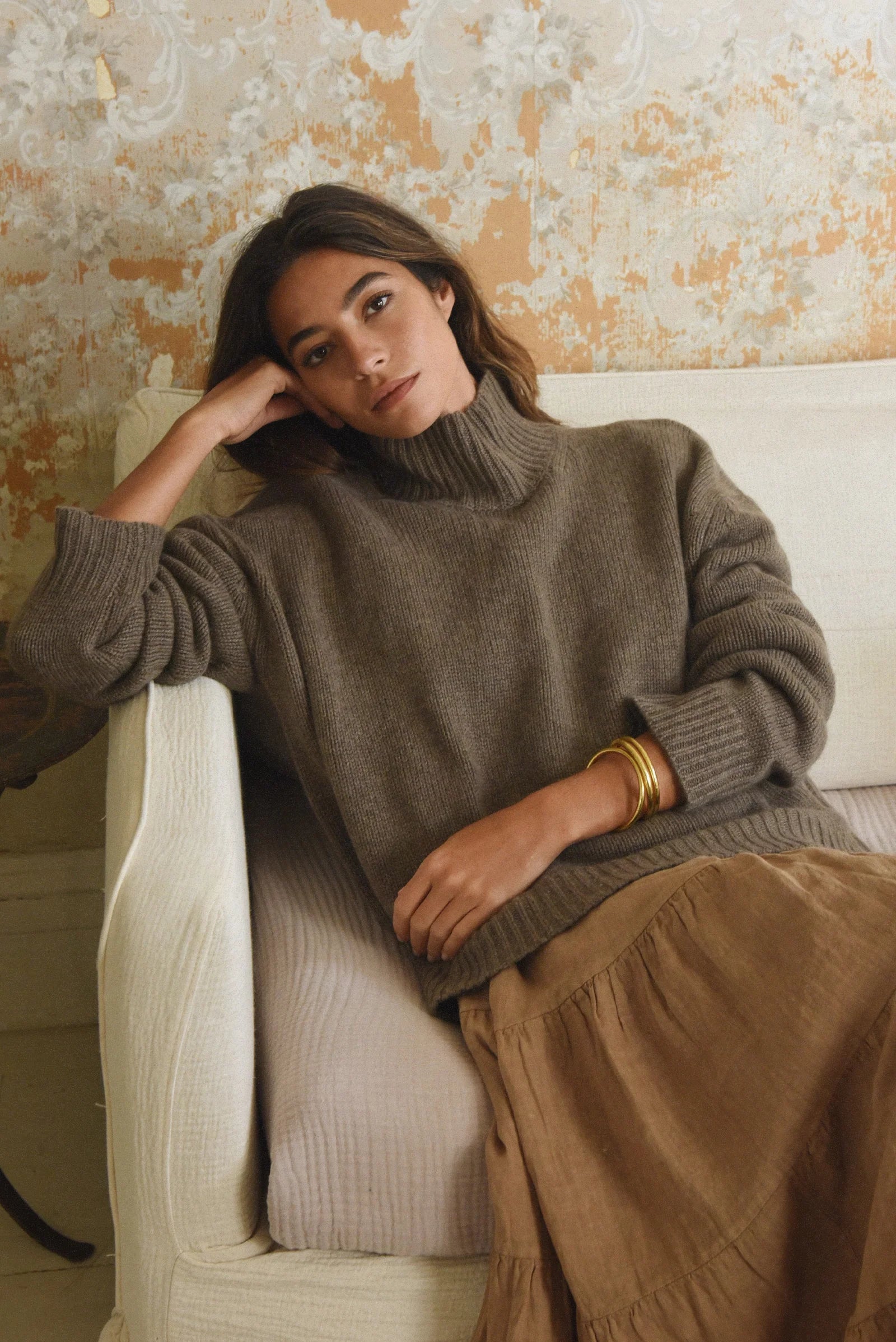 Cashmere Carmel Sweater in Cafe