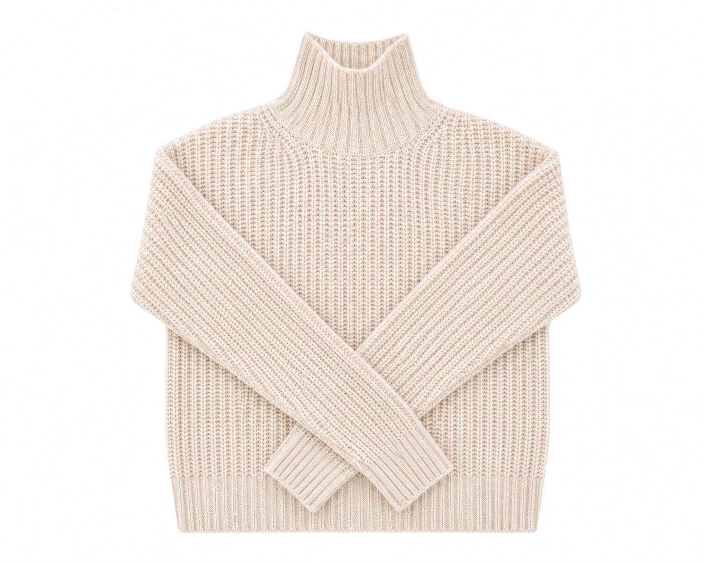 Fisherman Rib Mock Neck in Ivory