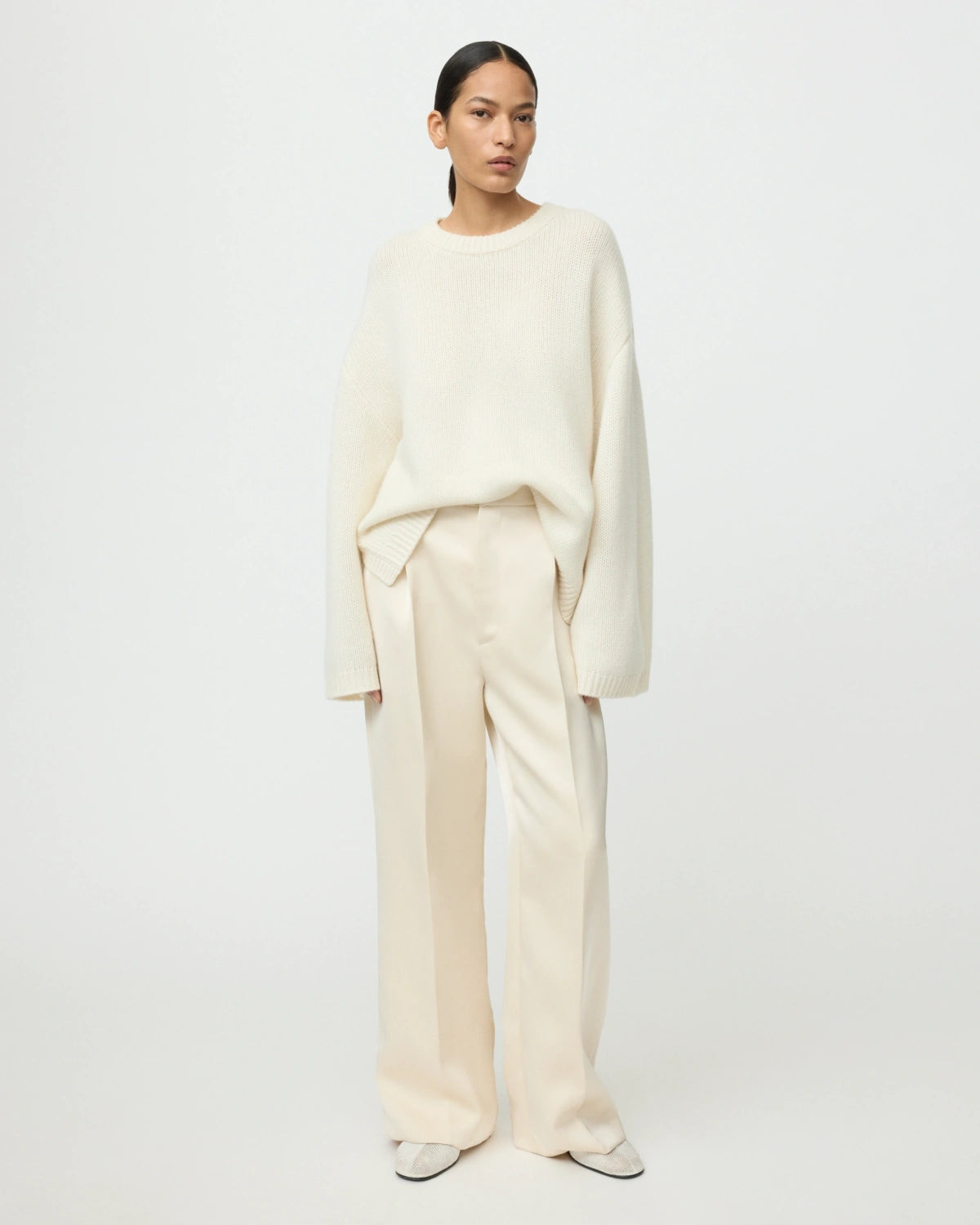 Cashmere Crew in Feather White