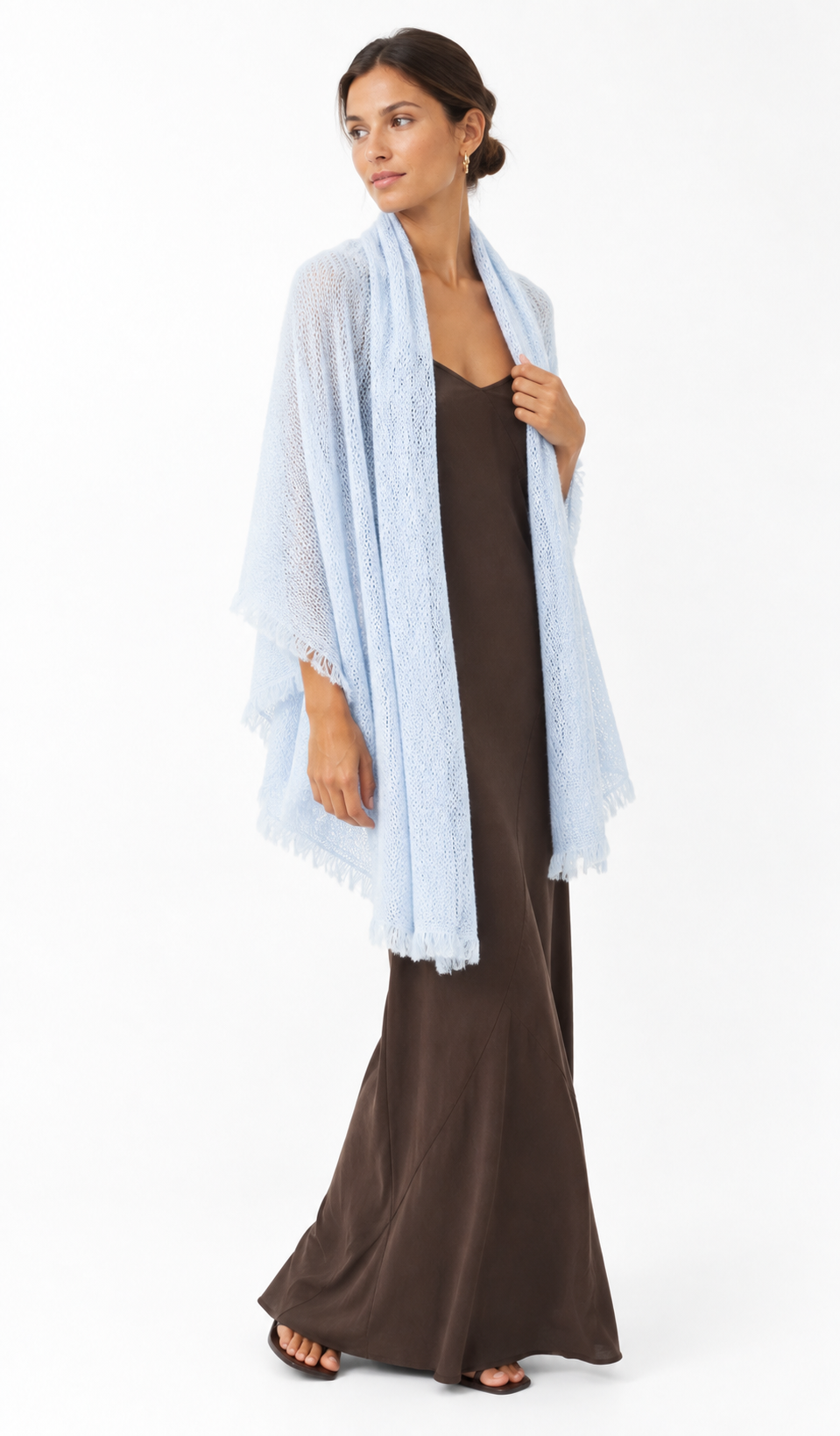 Botto Giuseppe Pin 1876 Cashmere Scarf in Sky Heather Melange