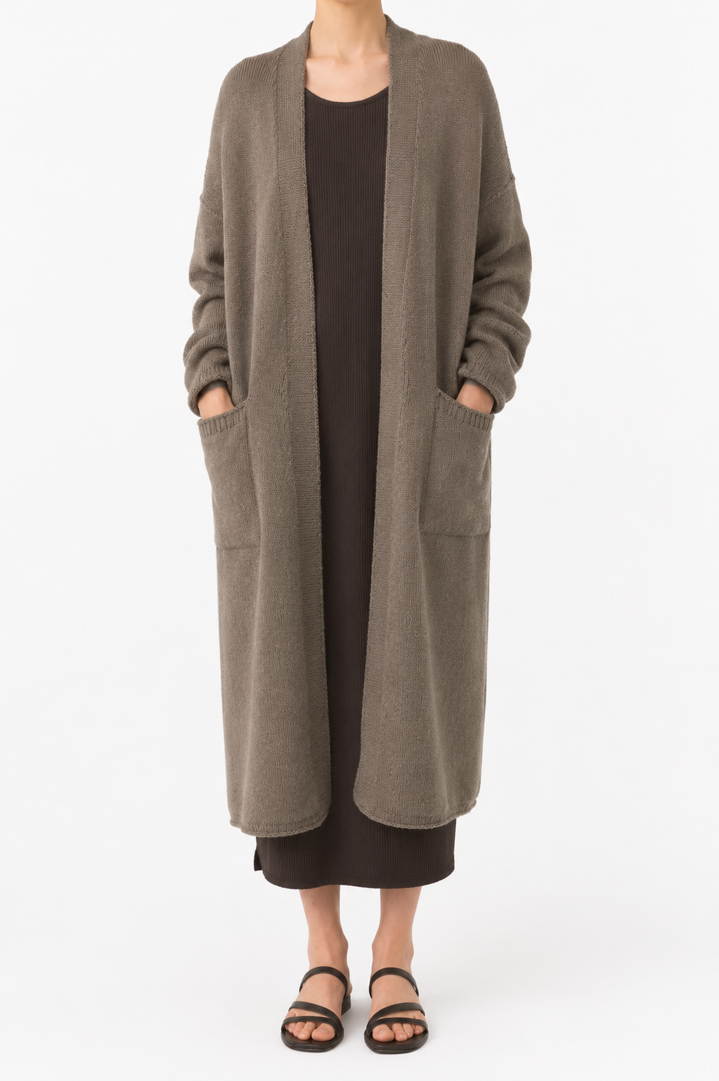 Long Open Cardigan in Rock