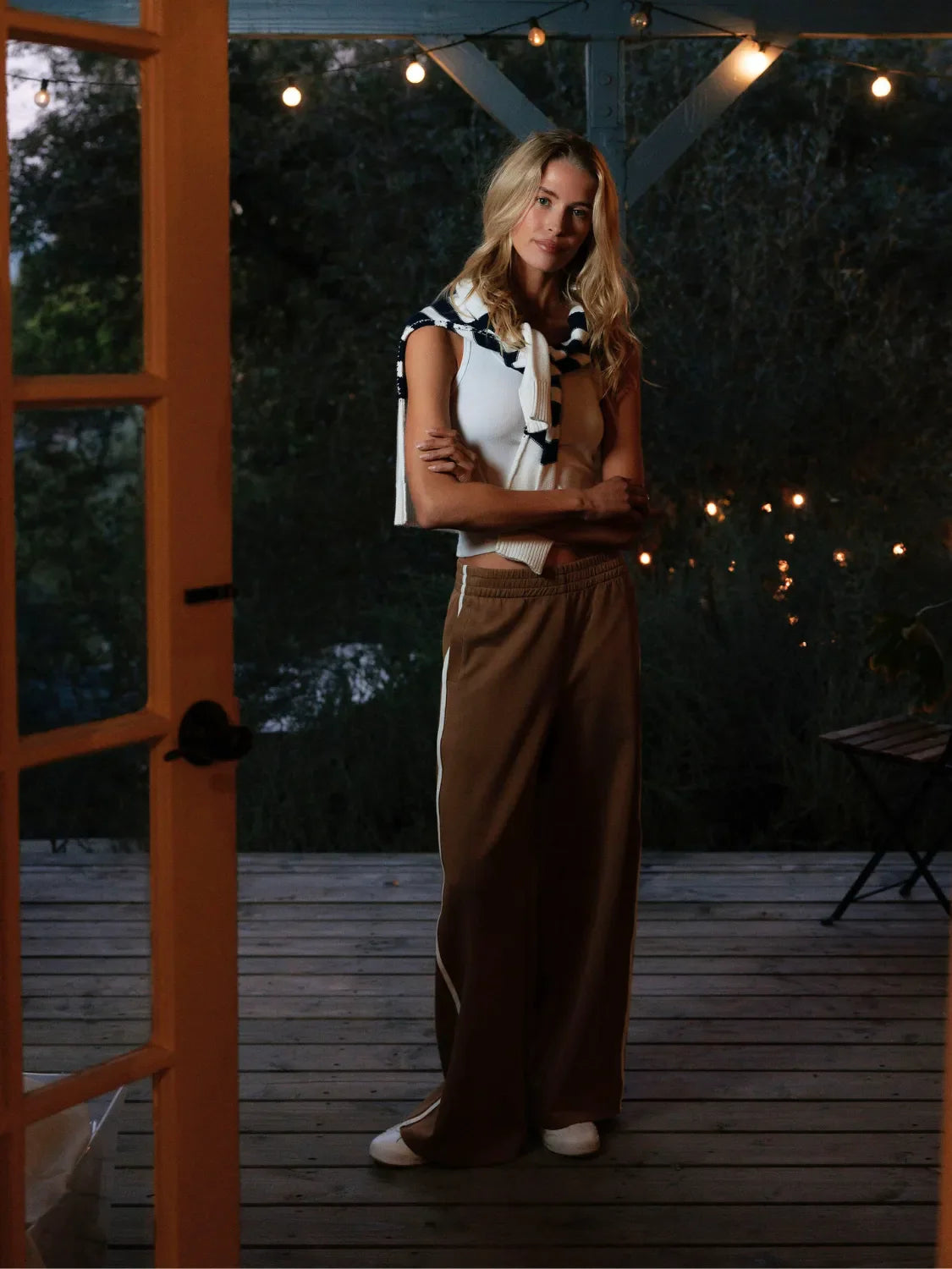 Ginger Oversized Crewneck in Navy/Sugar Stripe