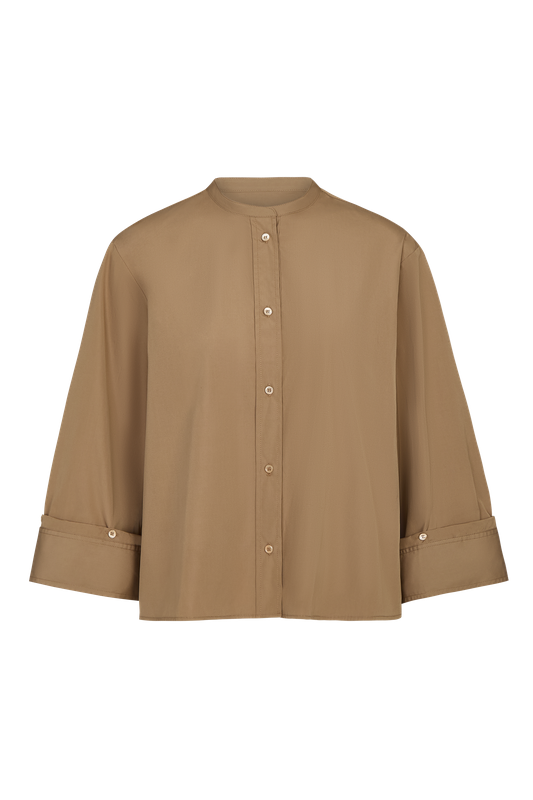 Beau Cotton Poplin Shirt in Kelp