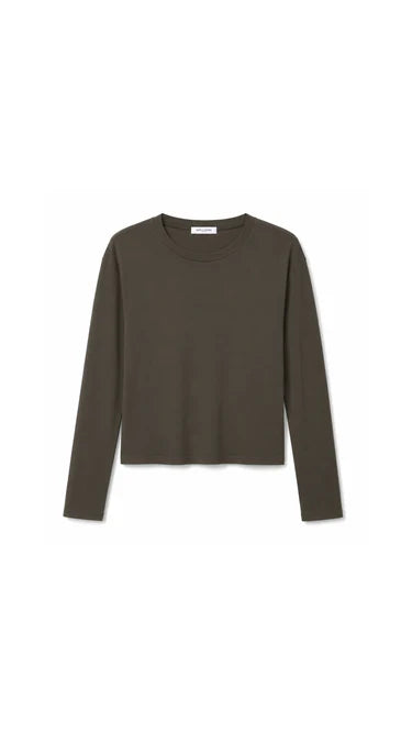 Lisa Cotton Crew Long Sleeve in Dark Olive