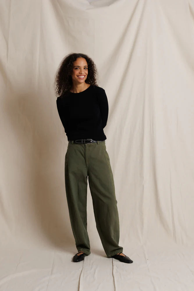 Marcela Cotton Rib Long Sleeve in True Black