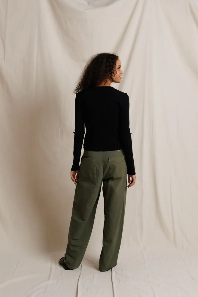 Marcela Cotton Rib Long Sleeve in True Black