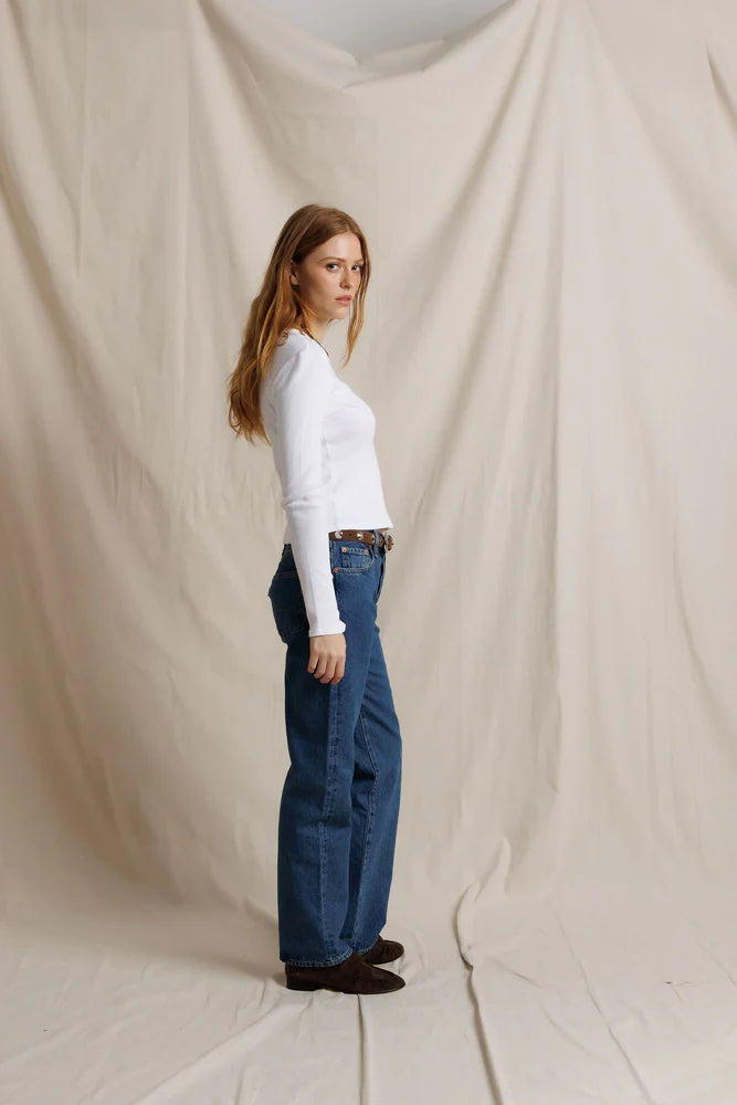 Marcela Cotton Rib Long Sleeve in White