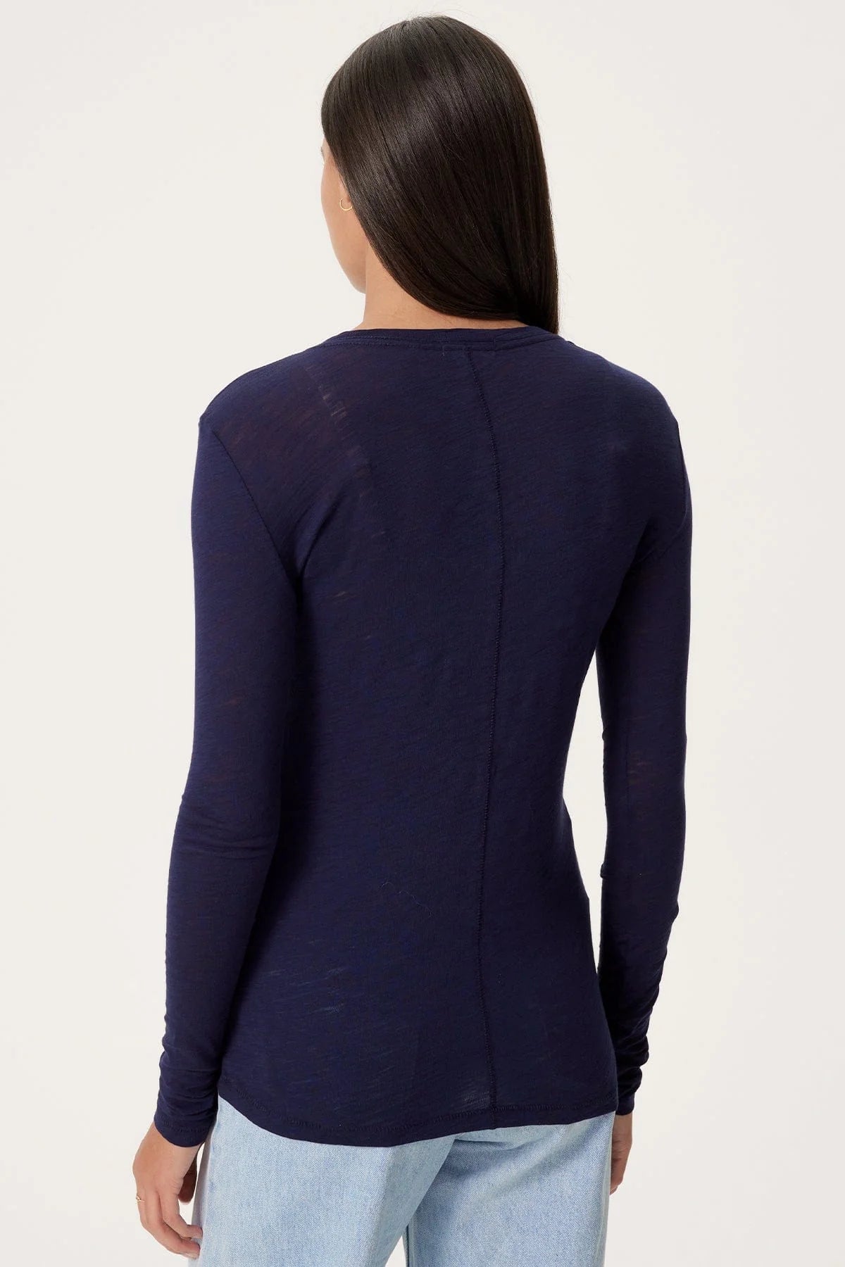 Signature Slub Long Sleeve Tee in Navy