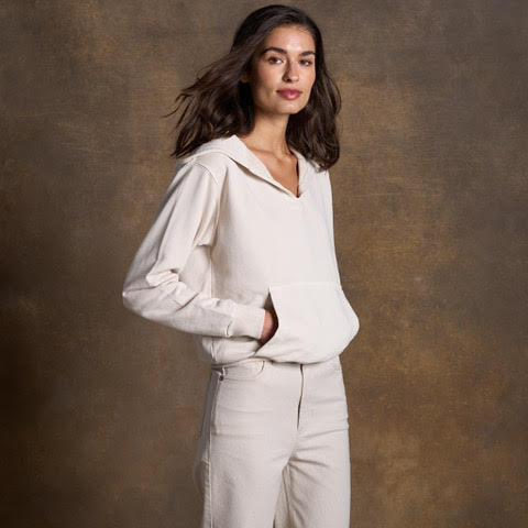 Avery Classic Terry Hoodie in Oat