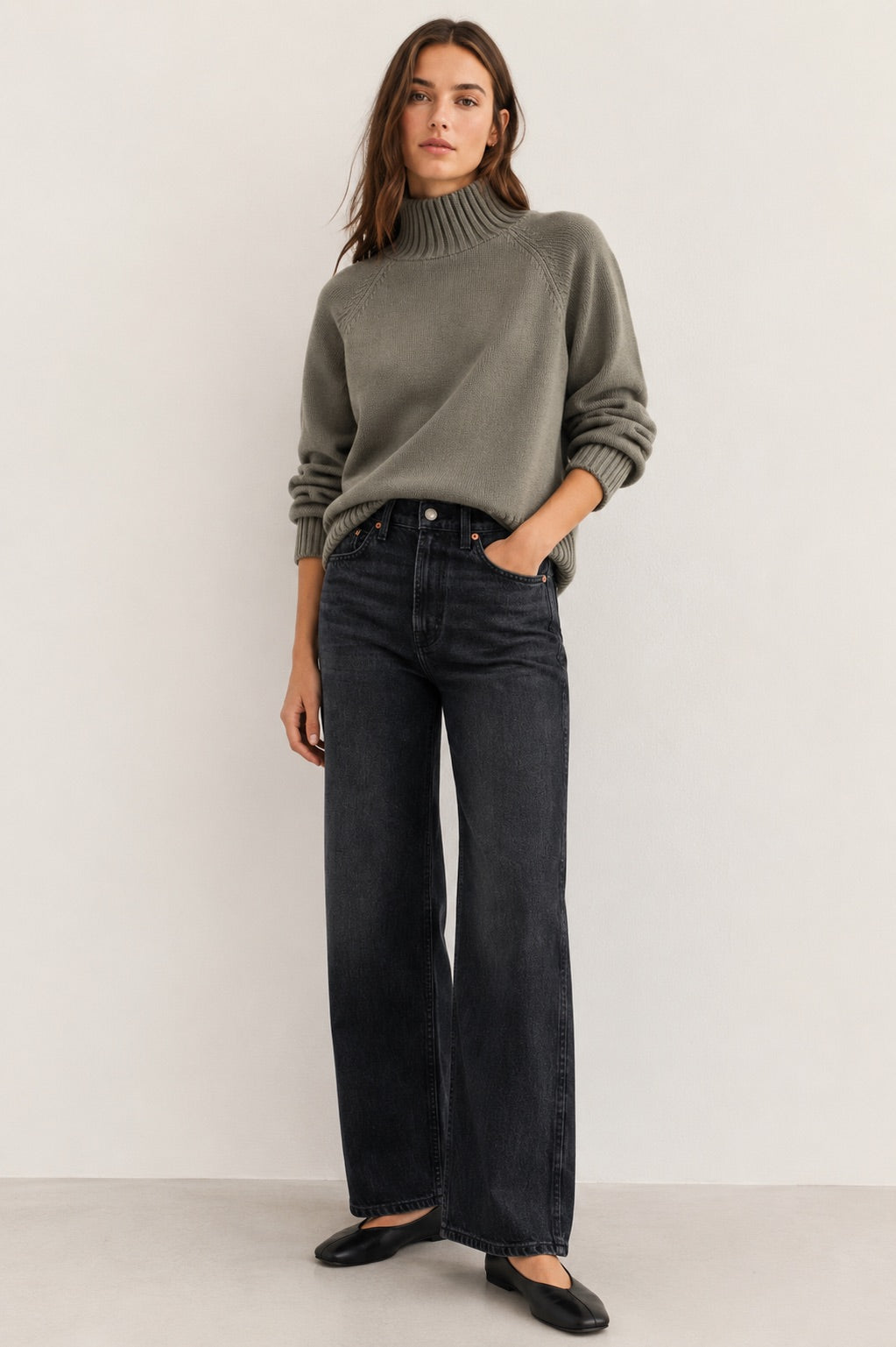 Mock Neck Sweater in Cedar Green