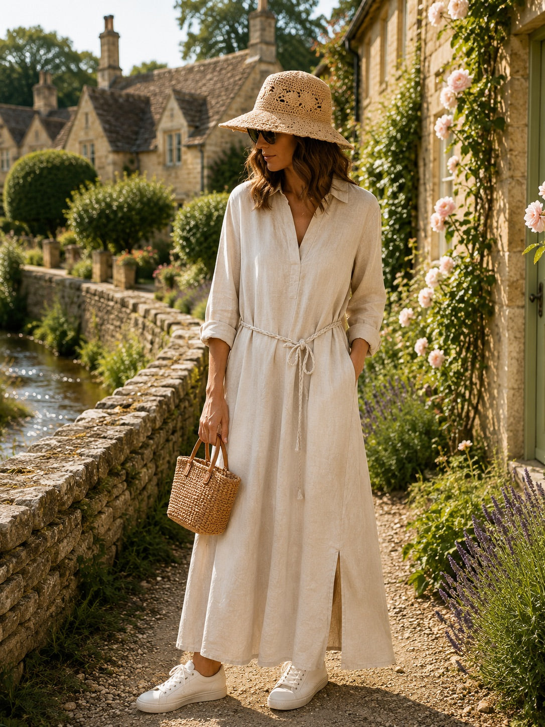 Hollie Linen Dress in Winds