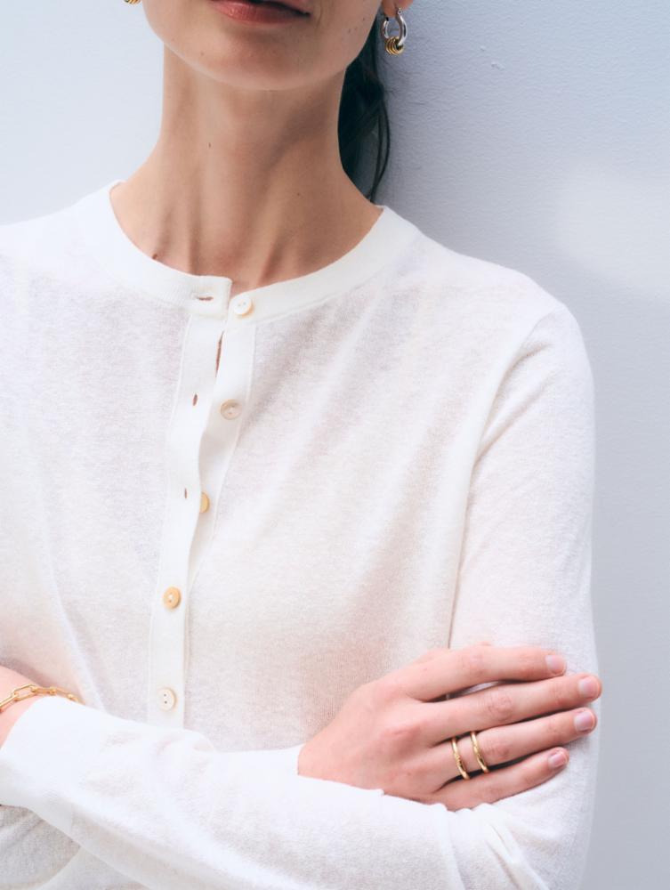 Linen Blend Cardigan in White