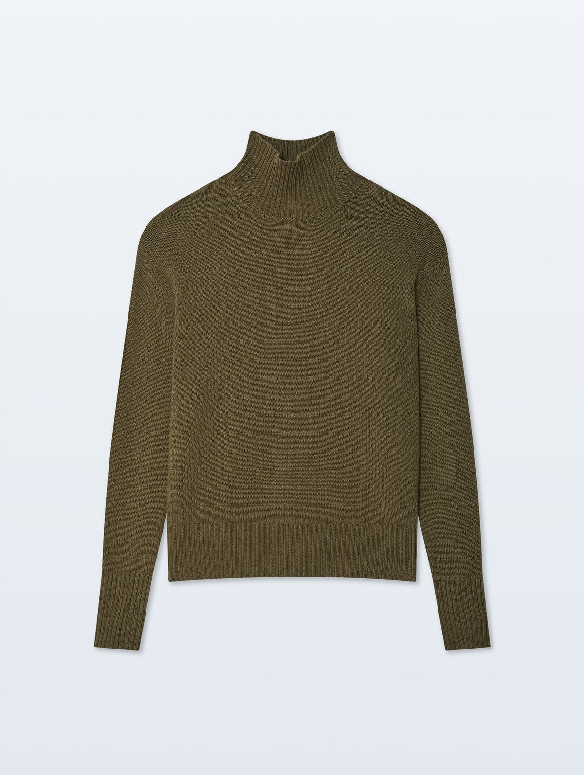 Oversized Cashmere Standneck Sweater in Deep Olive