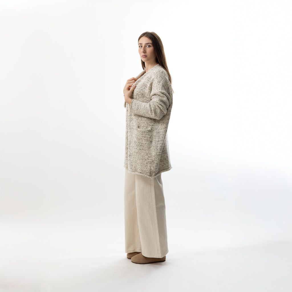 Marled Cardigan in Raw White