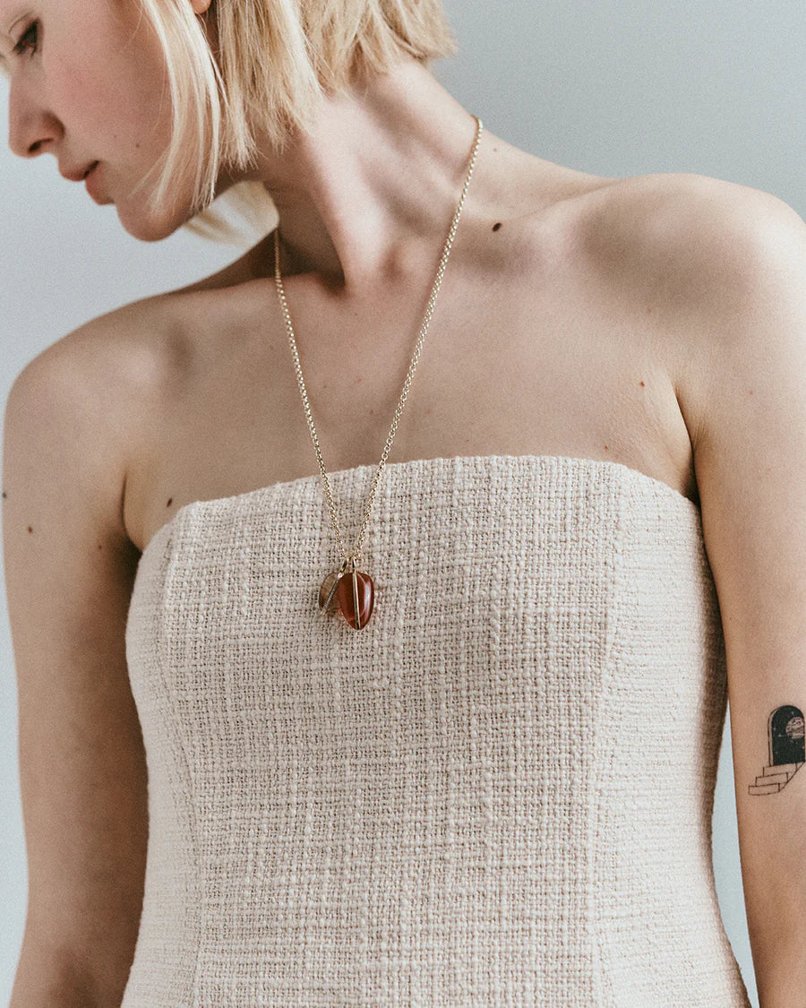 Large Pebble Pendant Red Carnelian 14K