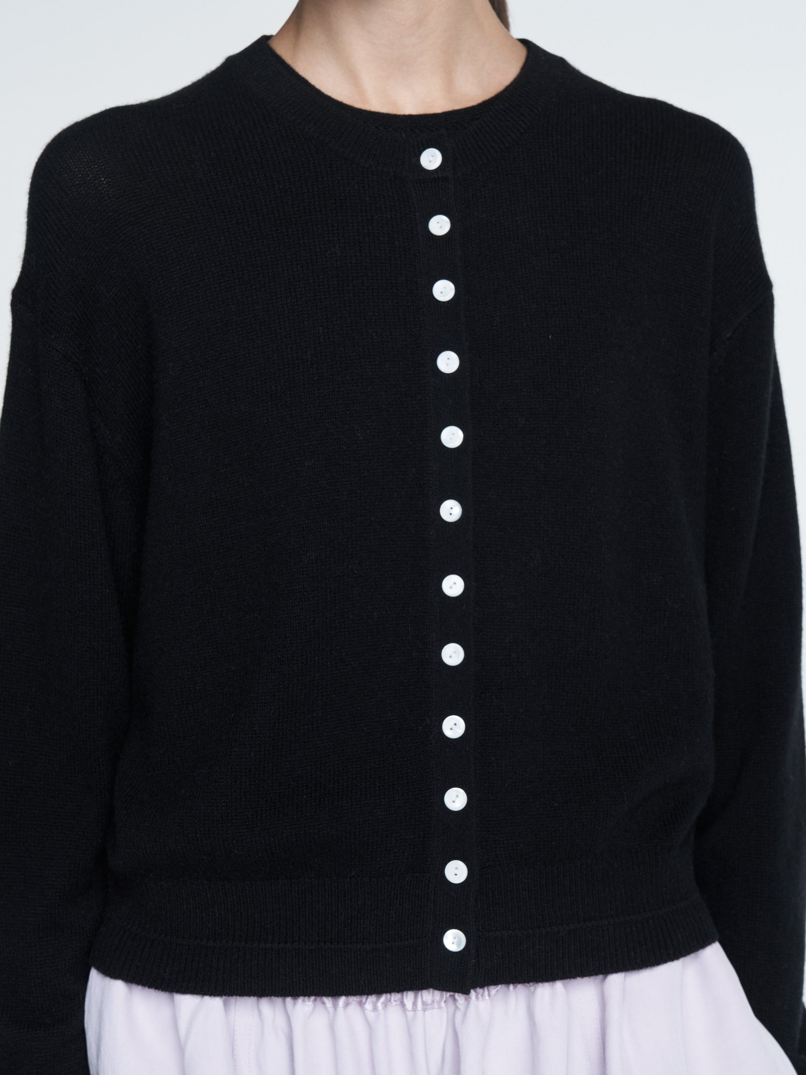 Tiny Button Cardigan in Black