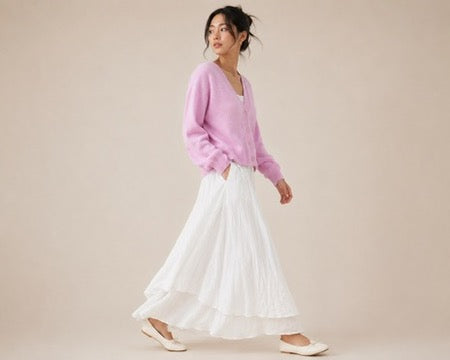 Cloud Cashmere Cardigan in Light Pink