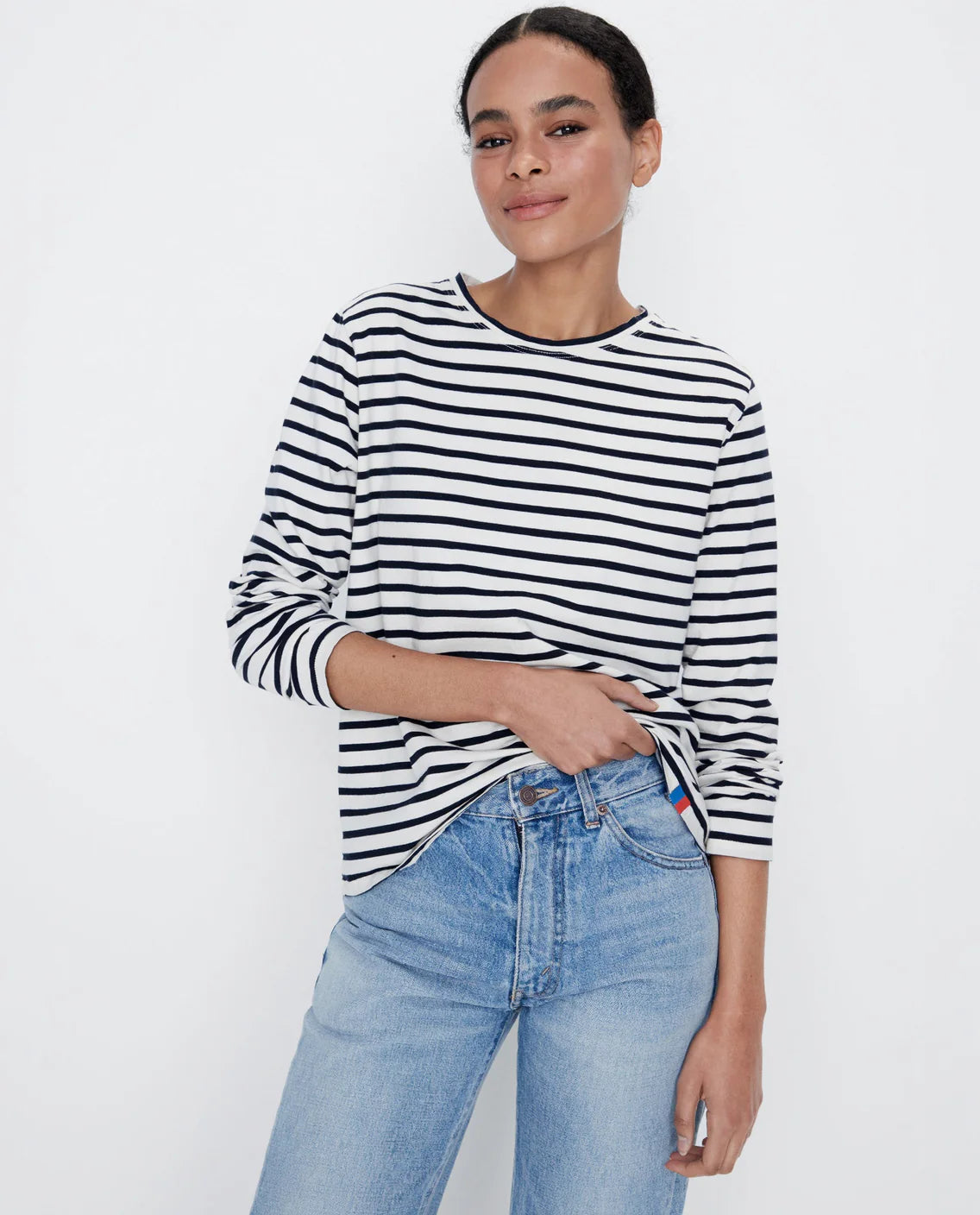 The Modern Long Sleeve in Cream/Navy