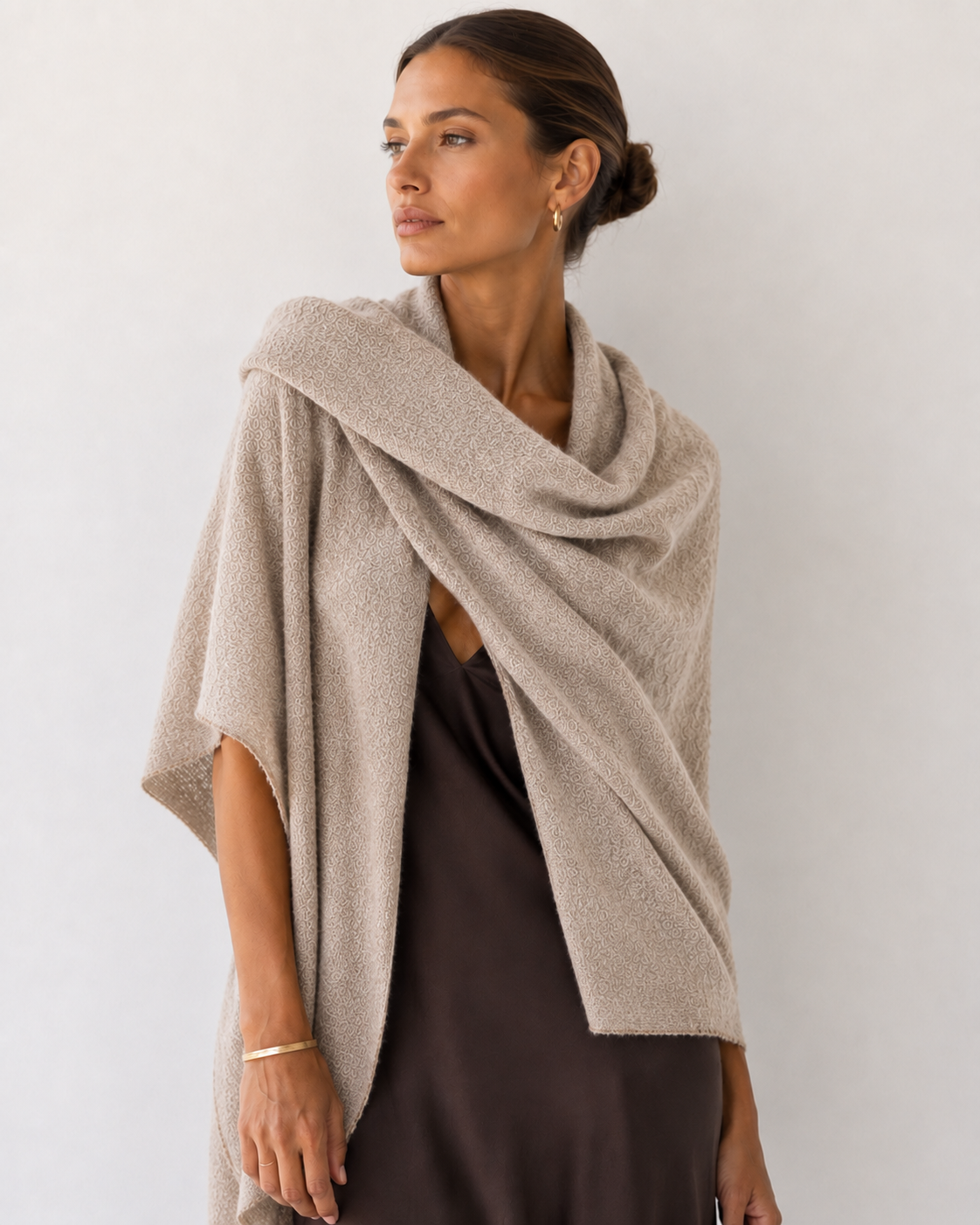 Botto Giuseppe Pin 1876 Cashmer Scarf in Oatmeal Heather