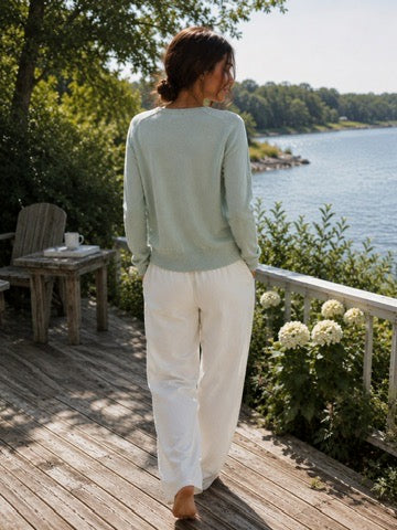 V-Neck Pullover in Iced Sage