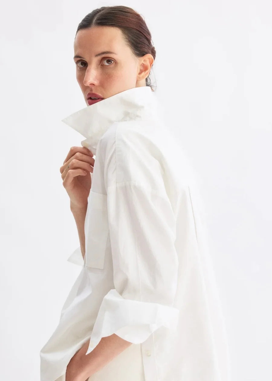 Watts Side Button Shirt in White