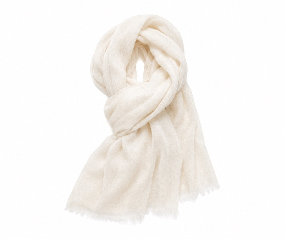 Featherweight Cashmere Scarf in Antique White