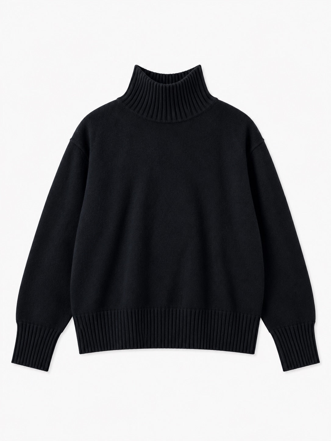 Oversized Cashmere Standneck Sweater in Black