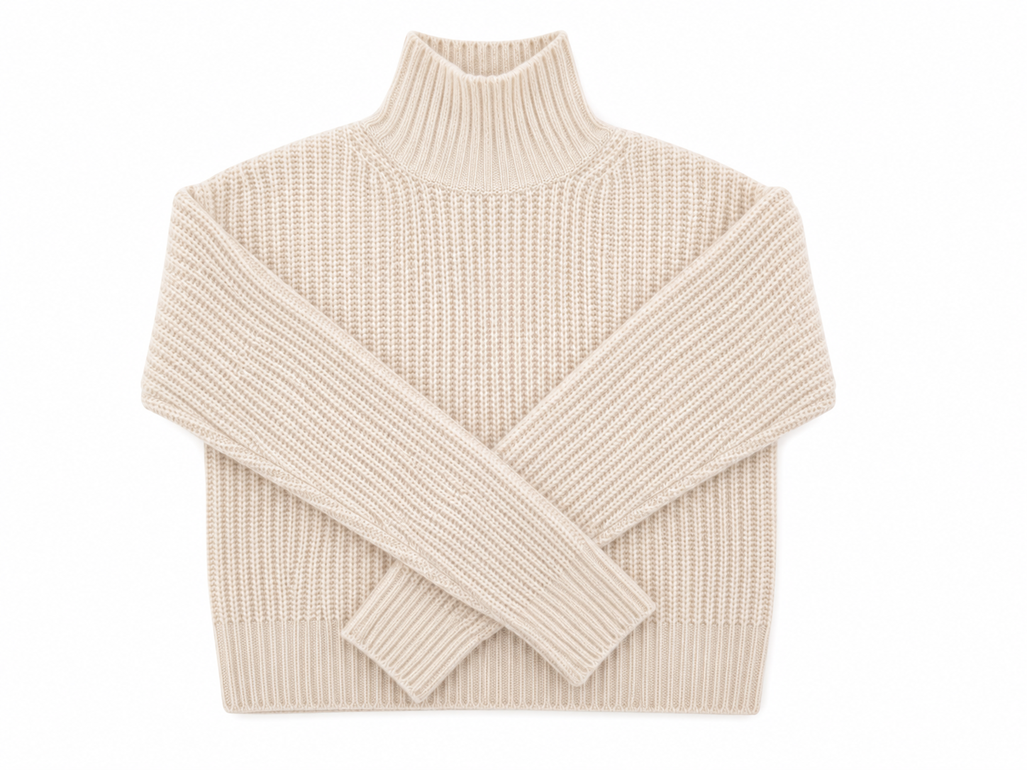 Fisherman Rib Mock Neck in Ivory