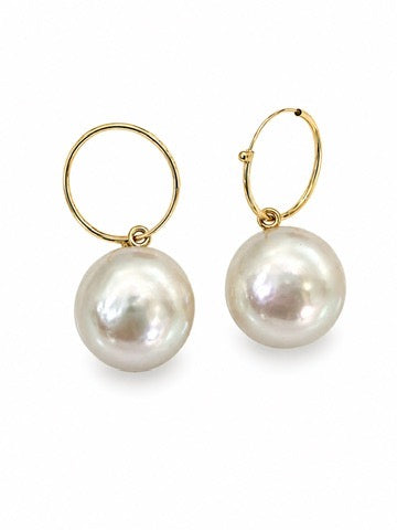 White Freshwater M&M Pearl Hoops