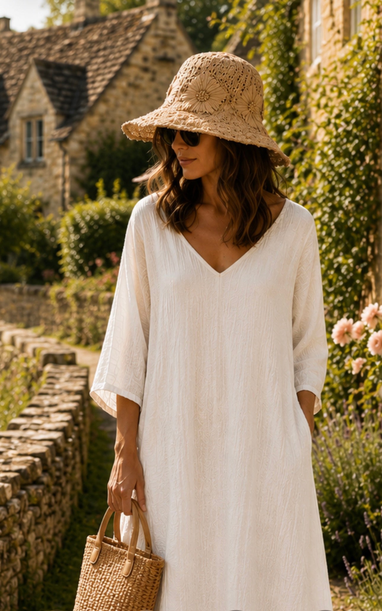 Nadia Raffia Crochet Sun Hat in Natural