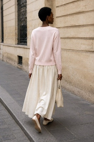 V-Neck Pullover in Rose Fondant