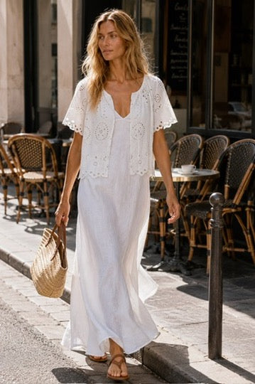 Broderie Blouse in White