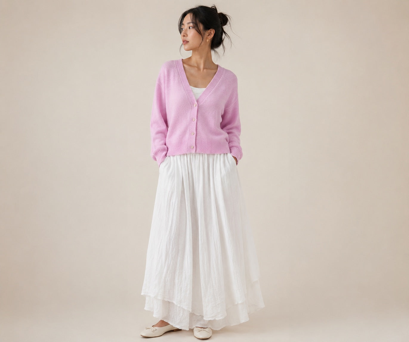 Cloud Cashmere Cardigan in Light Pink