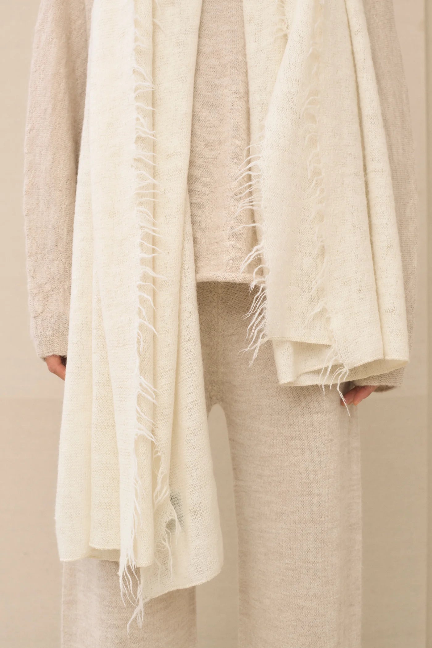 Fringe Scarf in Raw White