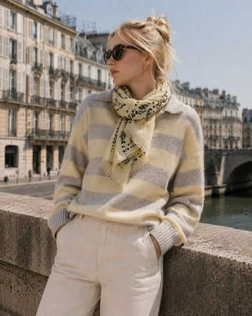 Ryode Set Stripe Polo Sweater in Anis