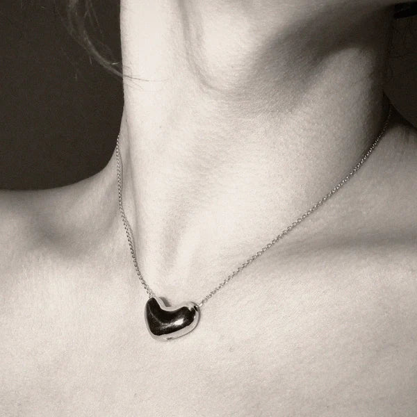 Small Sculpted Heart Pendant in Sterling Silver