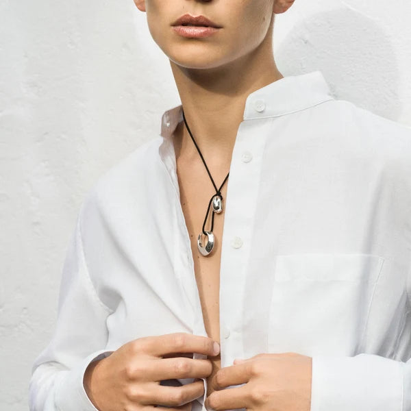 Rae Pendant in Sterling Silver, Black Suede Cord -  Pre-Order: Delivery Early November