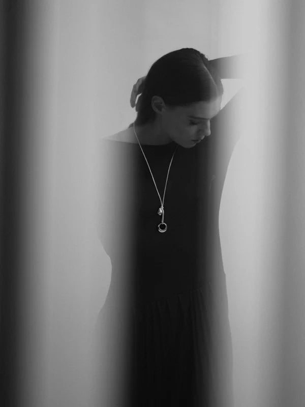 Rae Pendant in Sterling Silver, Black Suede Cord -  Pre-Order: Delivery Early November
