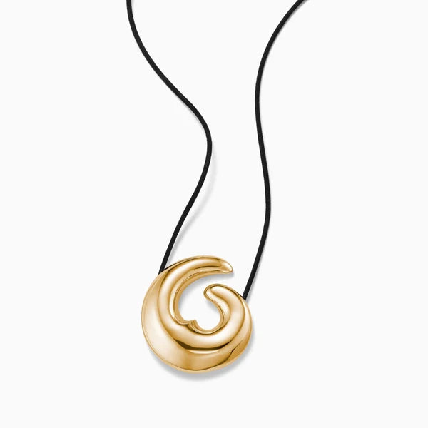 Large Nadia Pendant in Gold Vermeil/ Black Cord