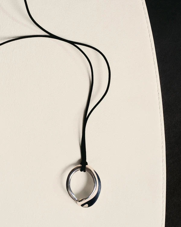 Marta Pendant in Sterling Silver / Black Cord