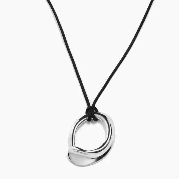Marta Pendant in Sterling Silver / Black Cord