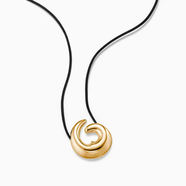 Large Nadia Pendant in Gold Vermeil/ Black Cord