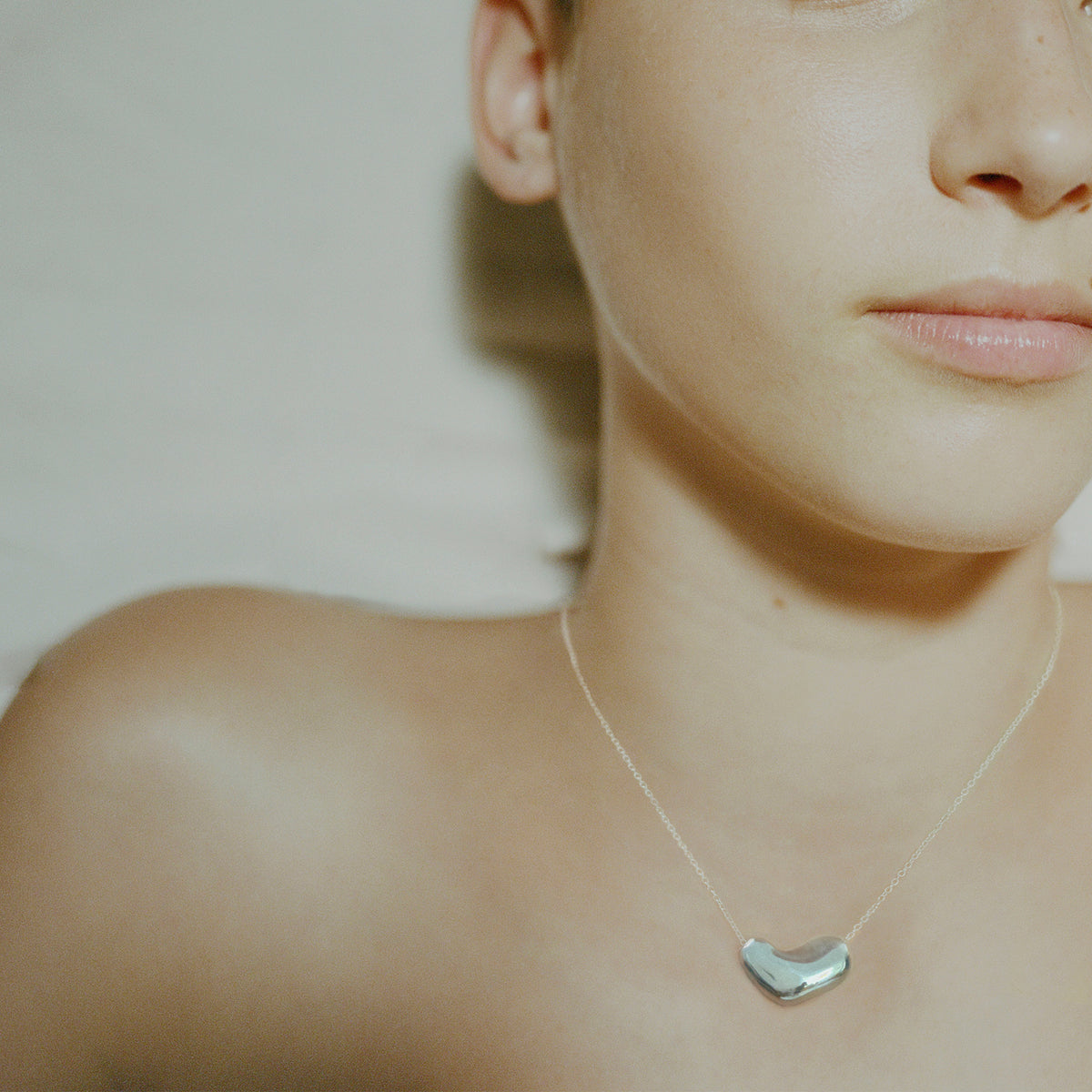 Small Sculpted Heart Pendant in Sterling Silver