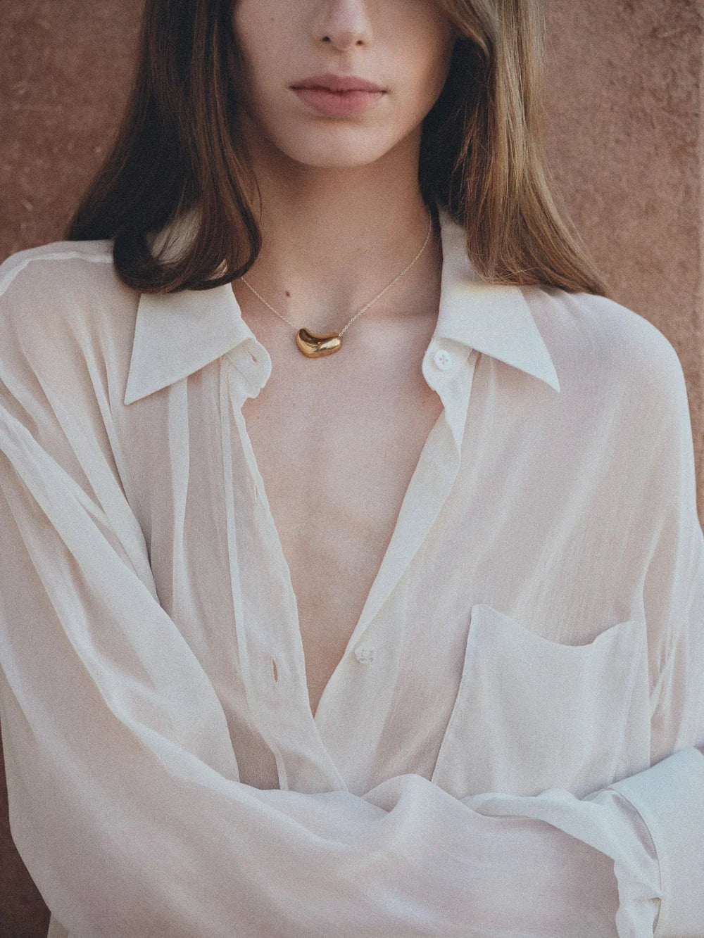 Small Sculpted Heart Pendant in Gold Vermeil / Silver chain