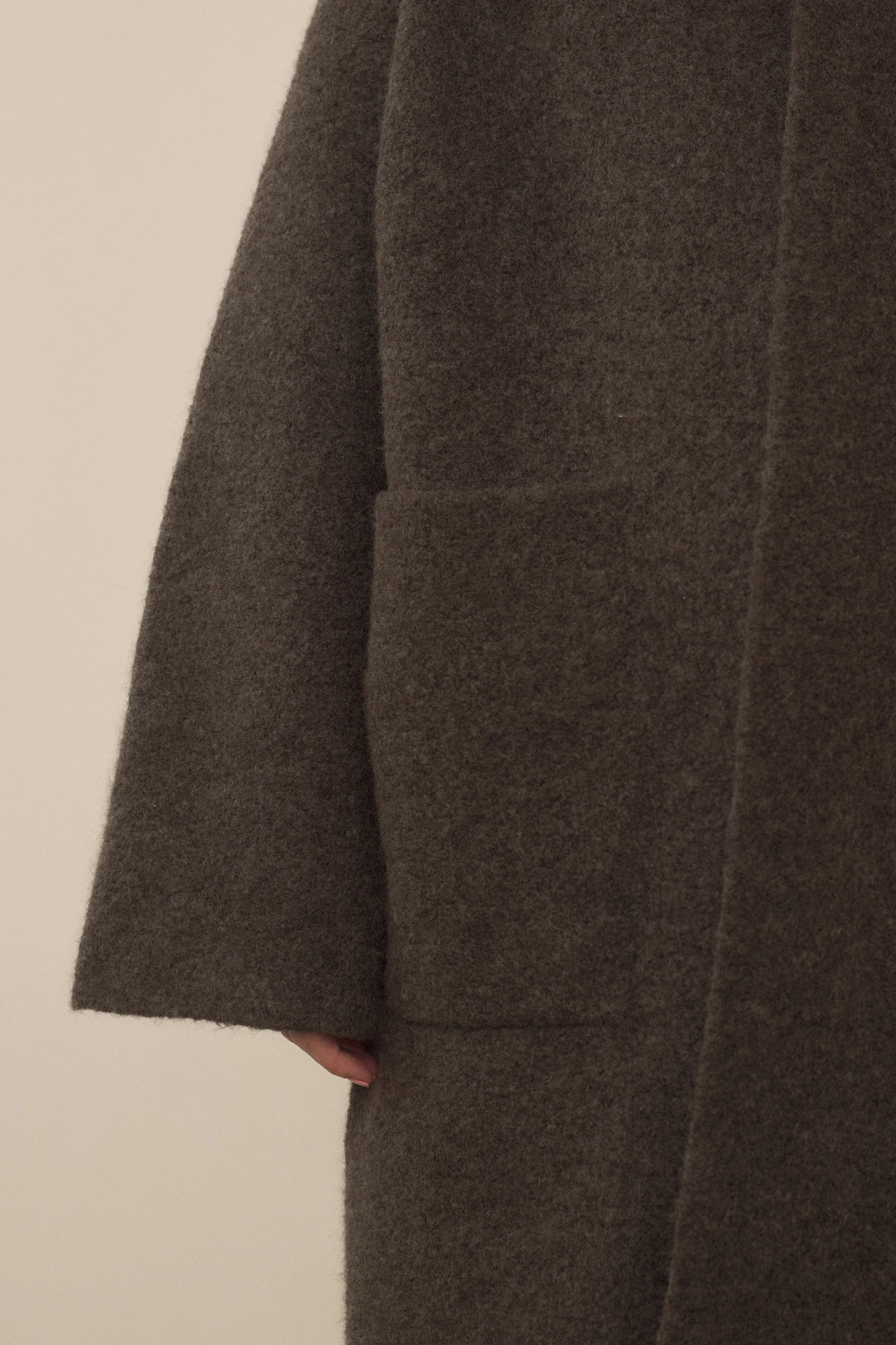 Double Face Long Coat in Blackened