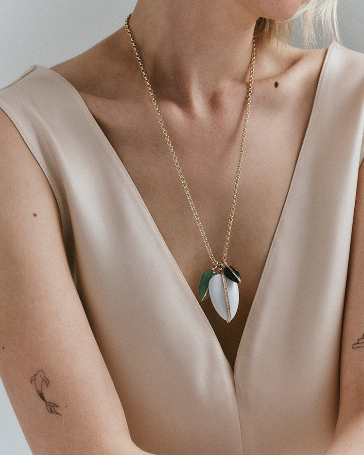 Small Pebble Pendant Moss Agate